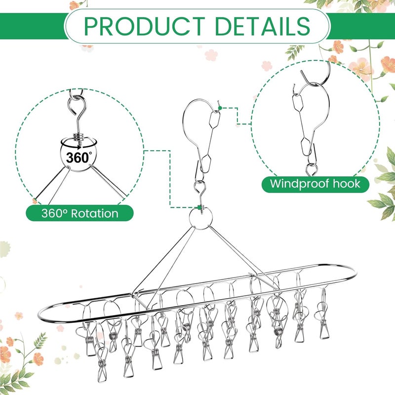 BrightRow 6 Pcs Herb Drying Rack Hanging - Stainless Steel with Clips Clothes Laundry Drying Rack Hanger Collapsible for Plants Bud Weed Onion Macrame Flower Spices(Oval) - Image 3